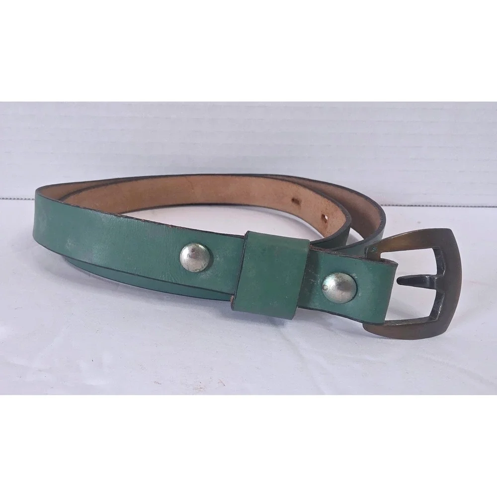 VTG Girl Scouts Green Top Grain Cowhide Leather Uniform Belt SZ 30